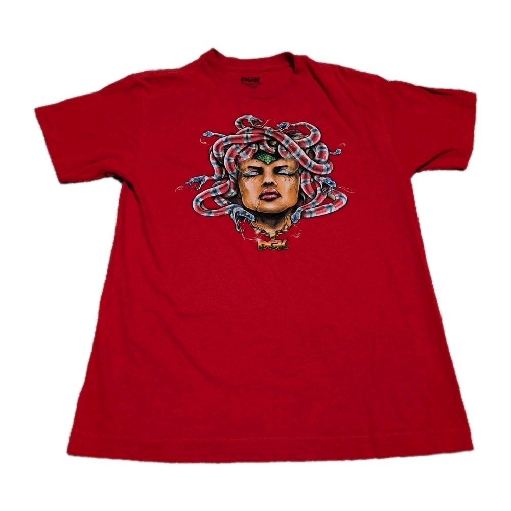 DGK‎ Red Medusa Gothic Punk T-Shirt Adult Size Medium Graphic Tee Snakes